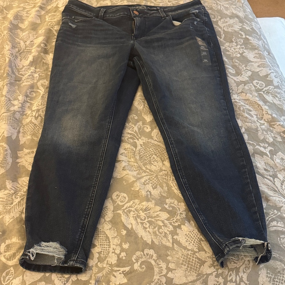 Maurices Distressed Dark Wash Ankle Jeans